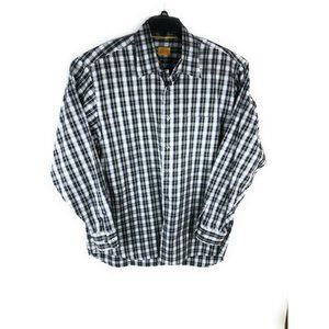 Robert Talbott Carmel  Men's Long Sleeve XL Blue Black Gray Check  Shirt A67